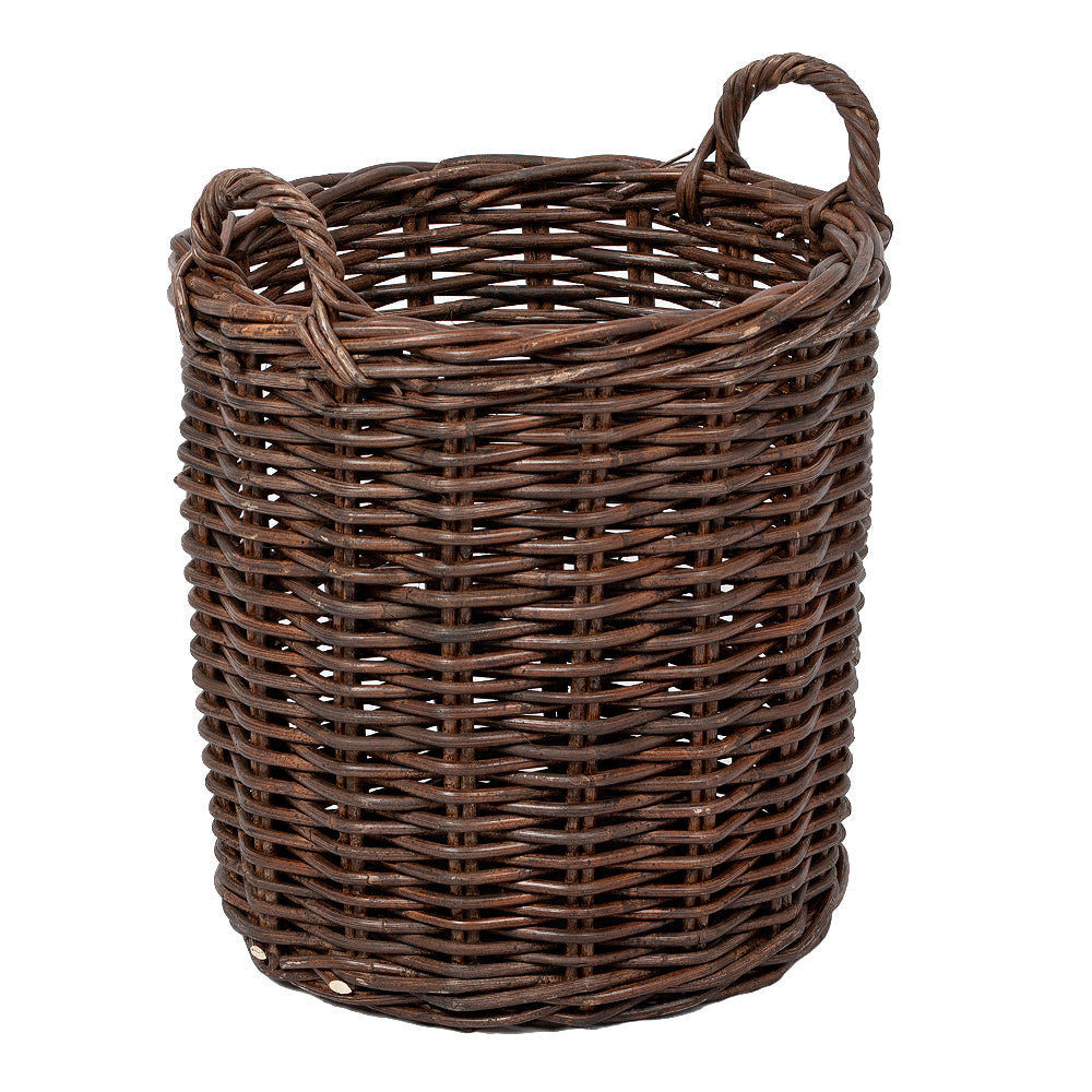 Rattankorb BAKUL rund Natural Brown ca. D40cm mit Griffen