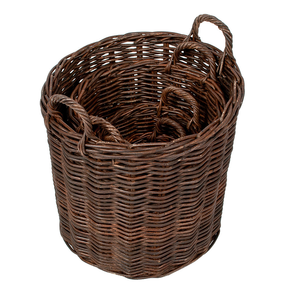 Rattankorb BAKUL rund Natural Brown ca. D40cm mit Griffen