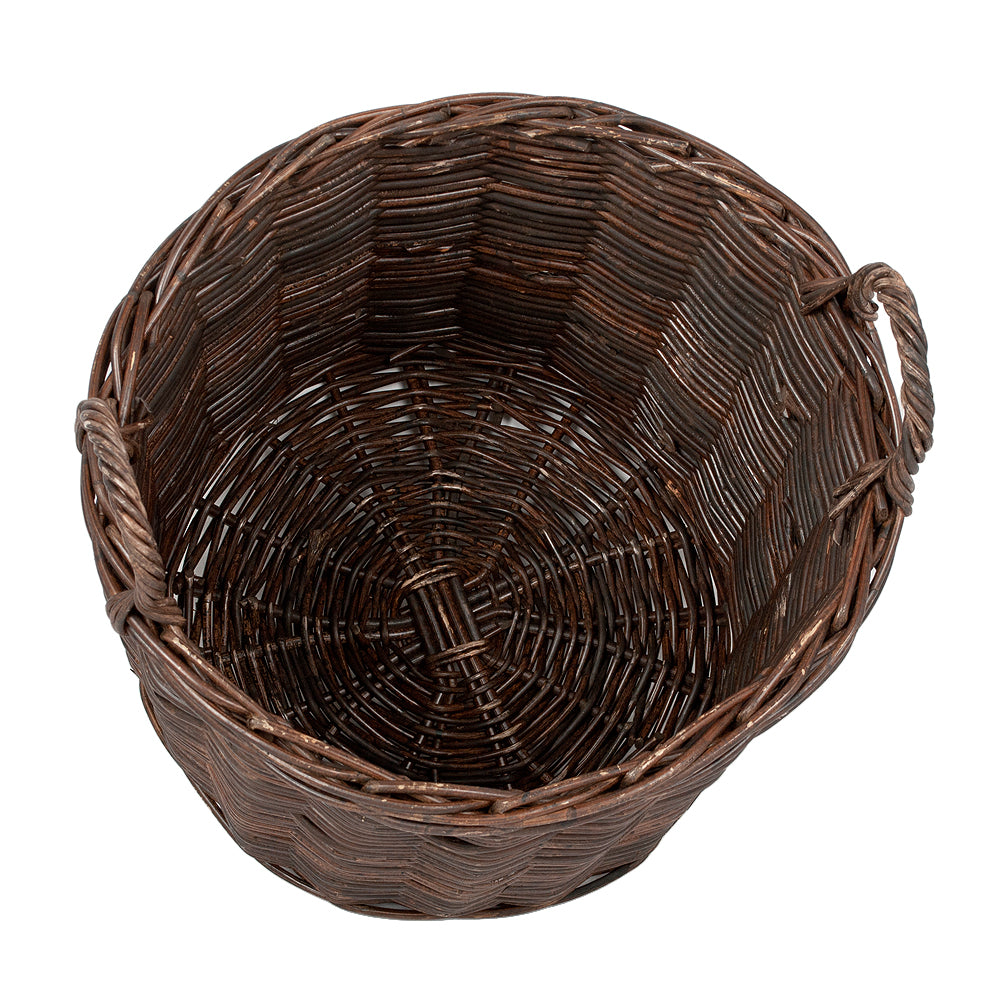 Rattankorb BAKUL rund Natural Brown ca. D40cm mit Griffen