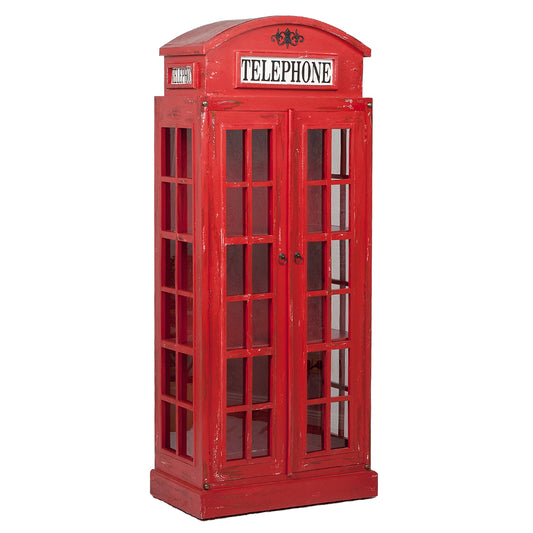 Vitrine Regal LONDON 2-türig Antik Rot Telefonzelle