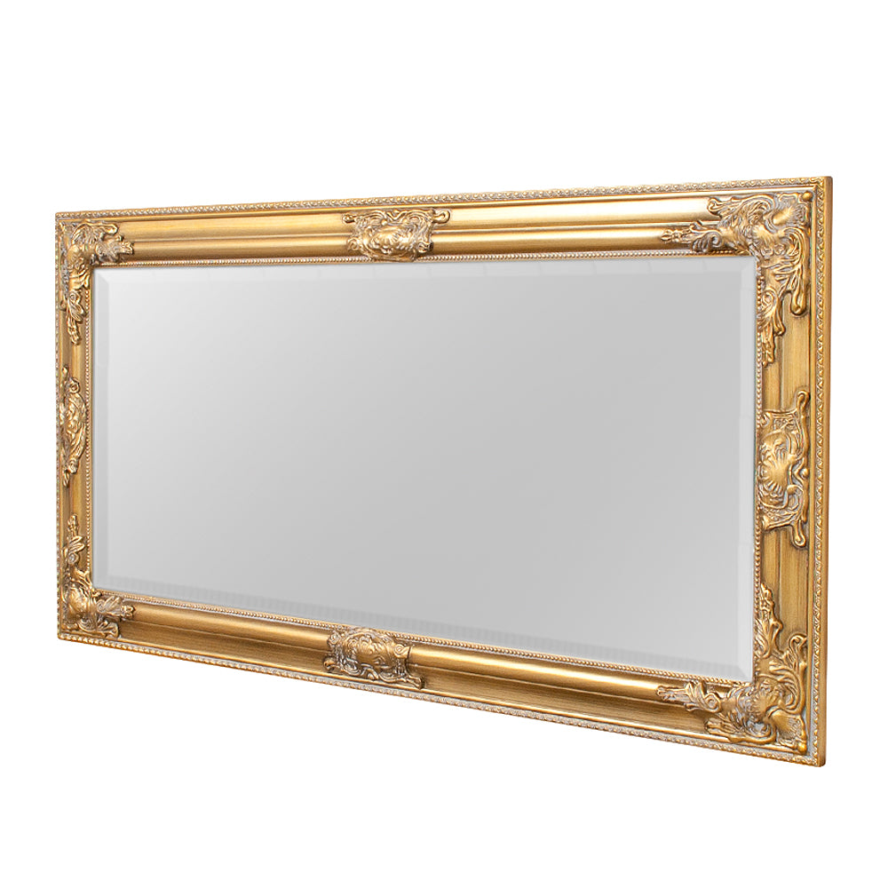 Eleganter Barock-Spiegel BESSA 100x50cm gold-antik Holzrahmen