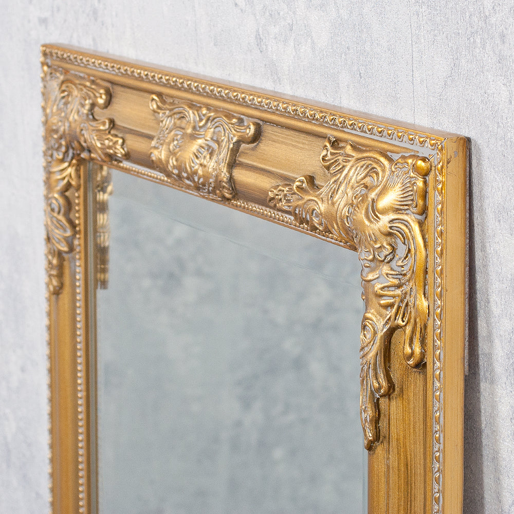 Eleganter Barock-Spiegel BESSA 100x50cm gold-antik Holzrahmen