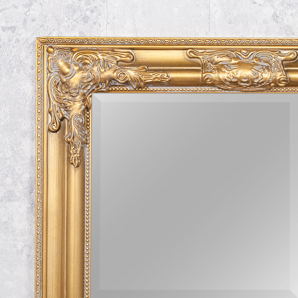 Eleganter Barock-Spiegel BESSA 100x50cm gold-antik Holzrahmen