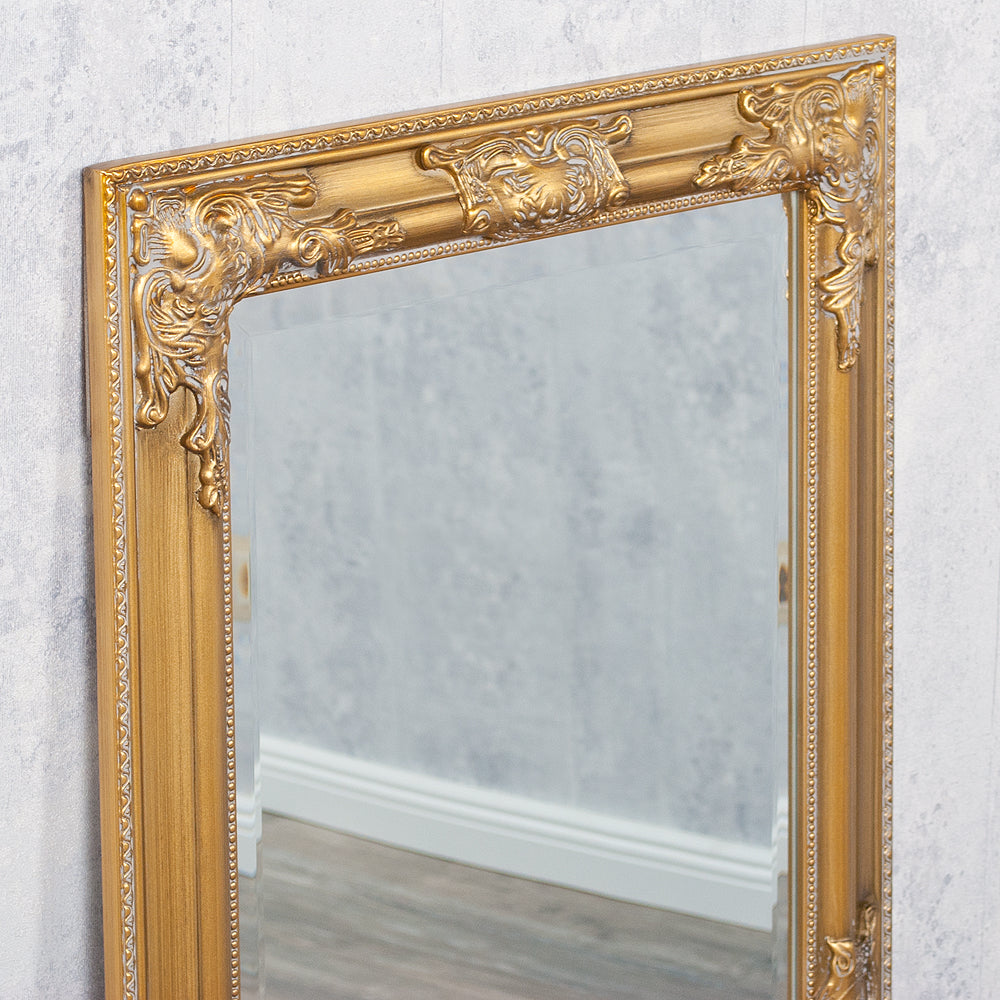 Eleganter Barock-Spiegel BESSA 100x50cm gold-antik Holzrahmen