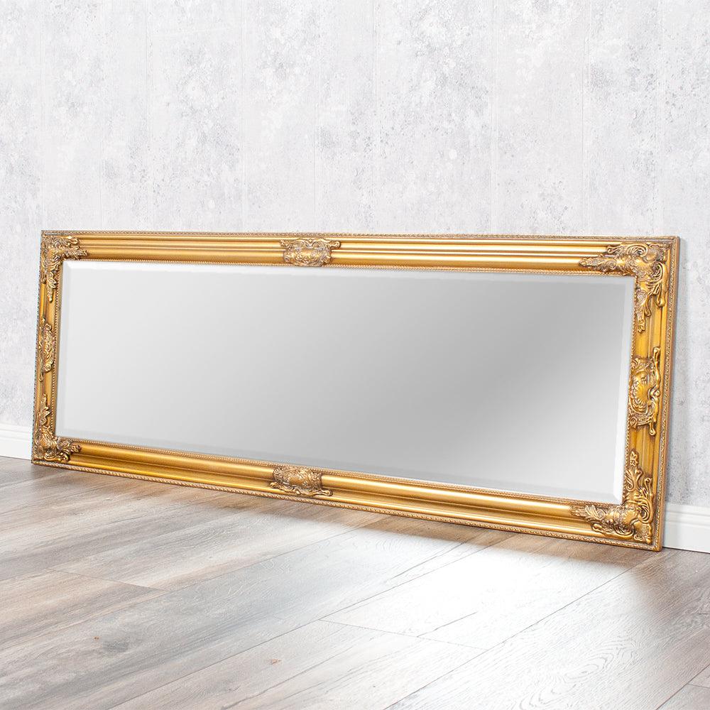 Eleganter Barock Spiegel BESSA 140x50cm gold-antik Holzrahmen