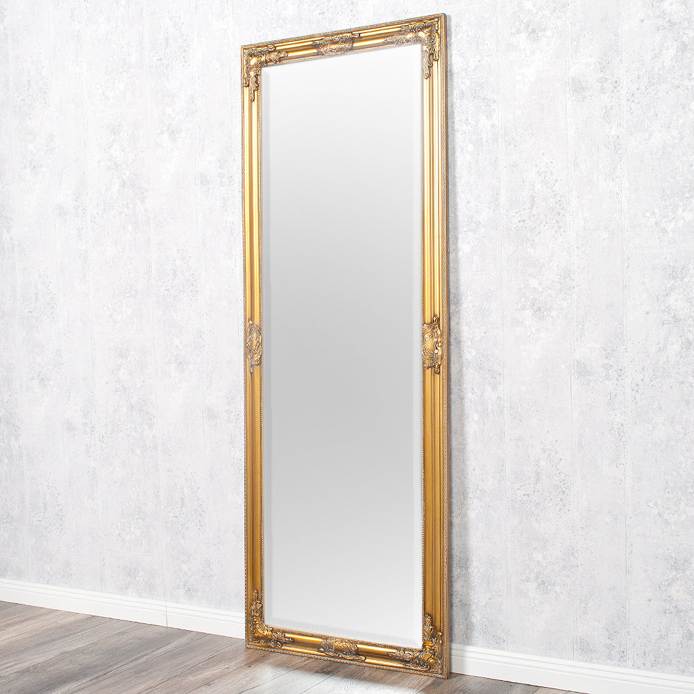 Eleganter Barock Spiegel BESSA 180x60cm gold-antik Holzrahmen