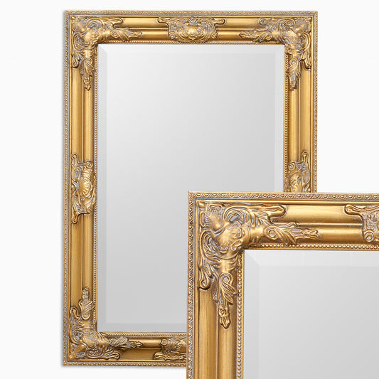 Eleganter Barock-Spiegel BESSA 80x60cm gold-antik Holzrahmen