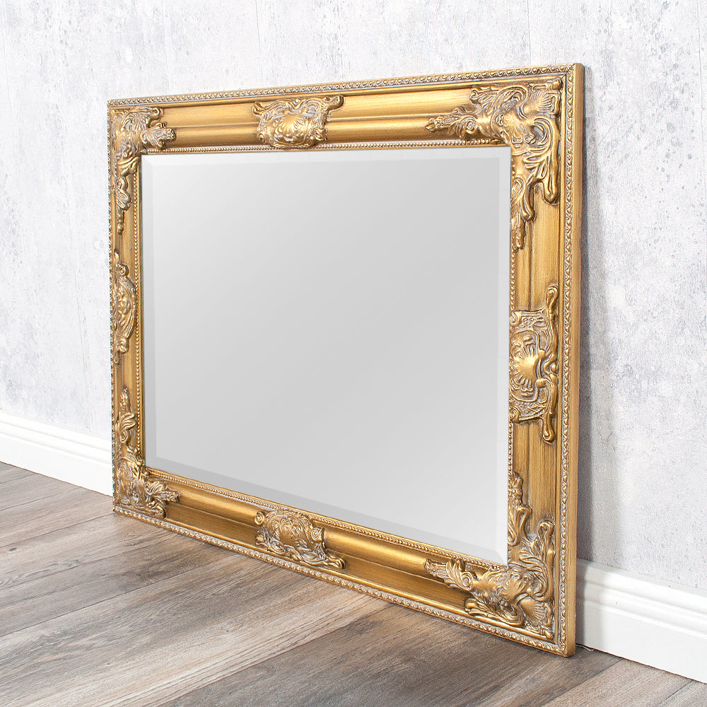 Eleganter Barock Spiegel BESSA 70x50cm gold-antik Holzrahmen