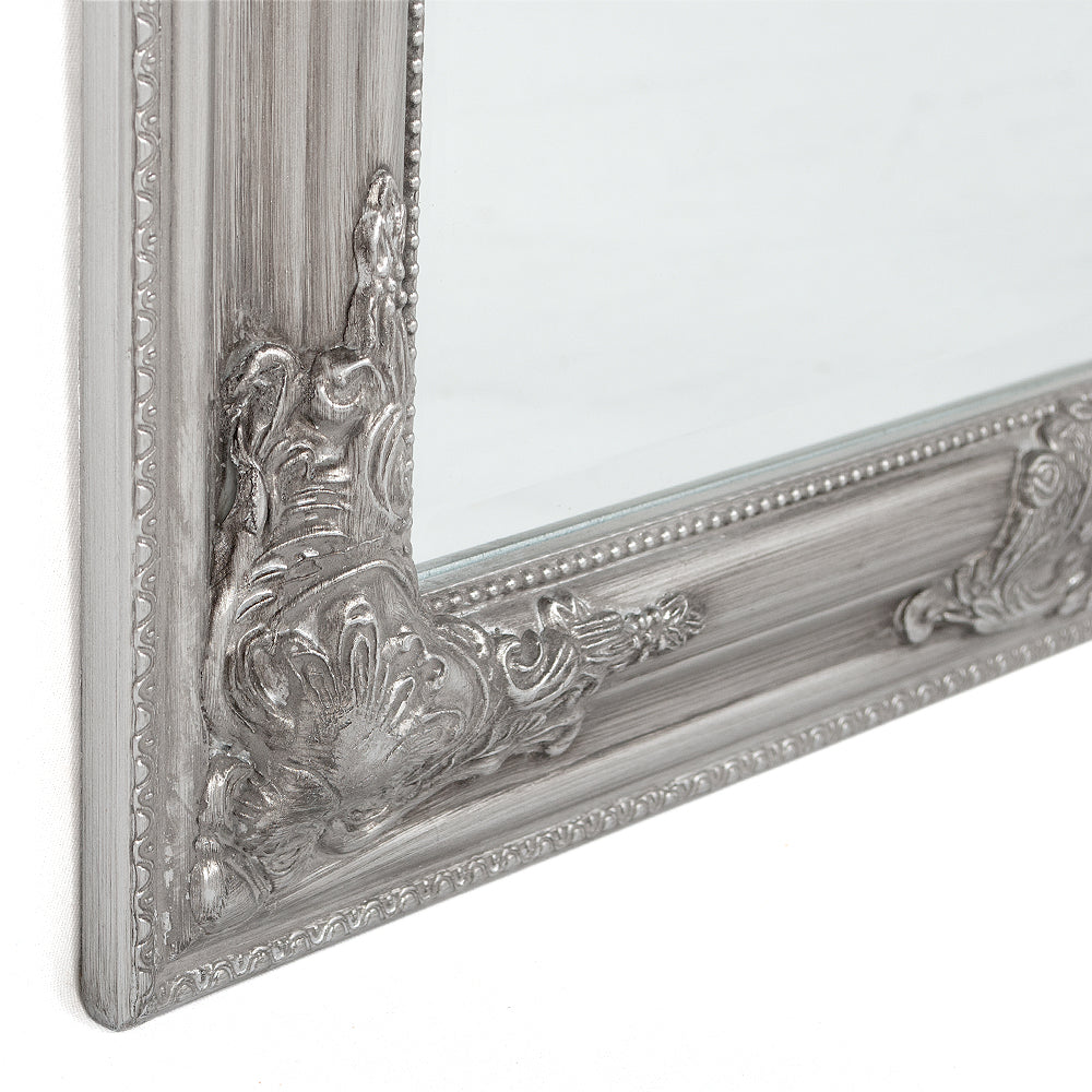 Barock Spiegel QUEEN silber 132x72cm Wandspiegel Holzrahmen