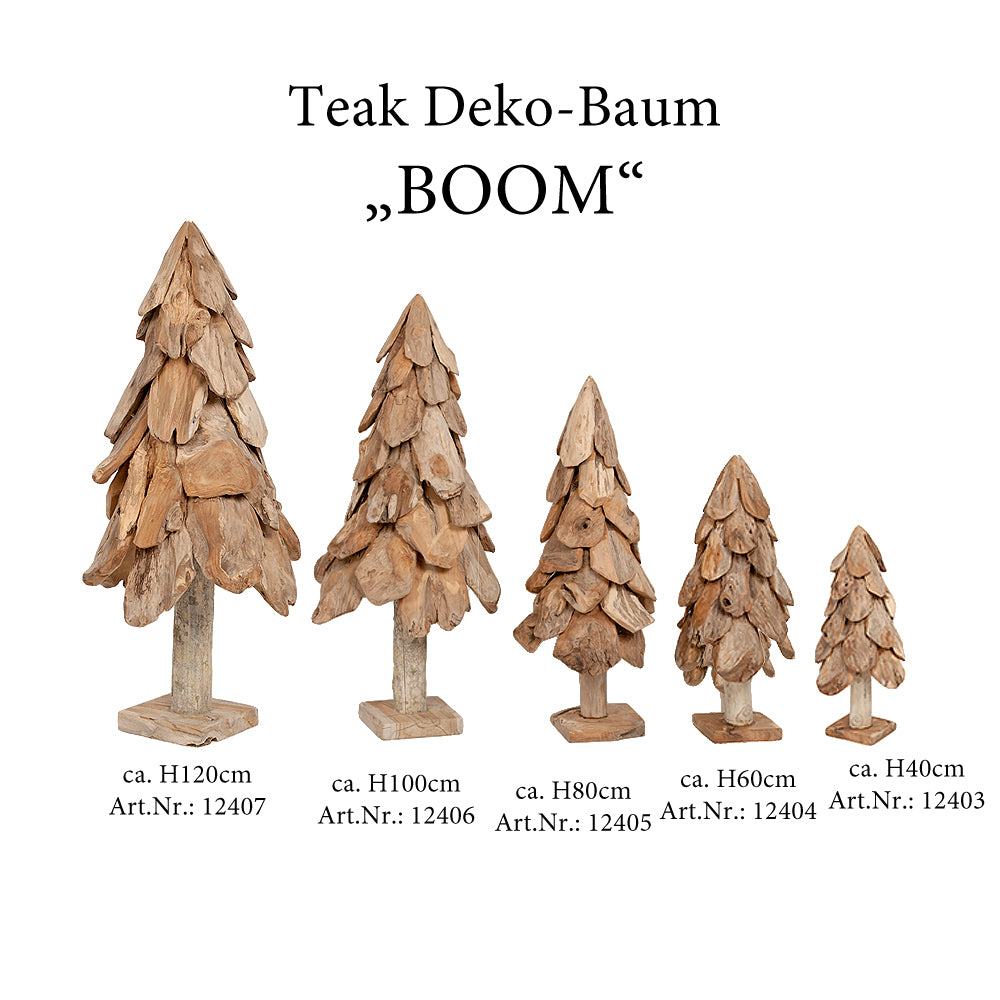 Teak Deko Baum BOOM ca. H40cm