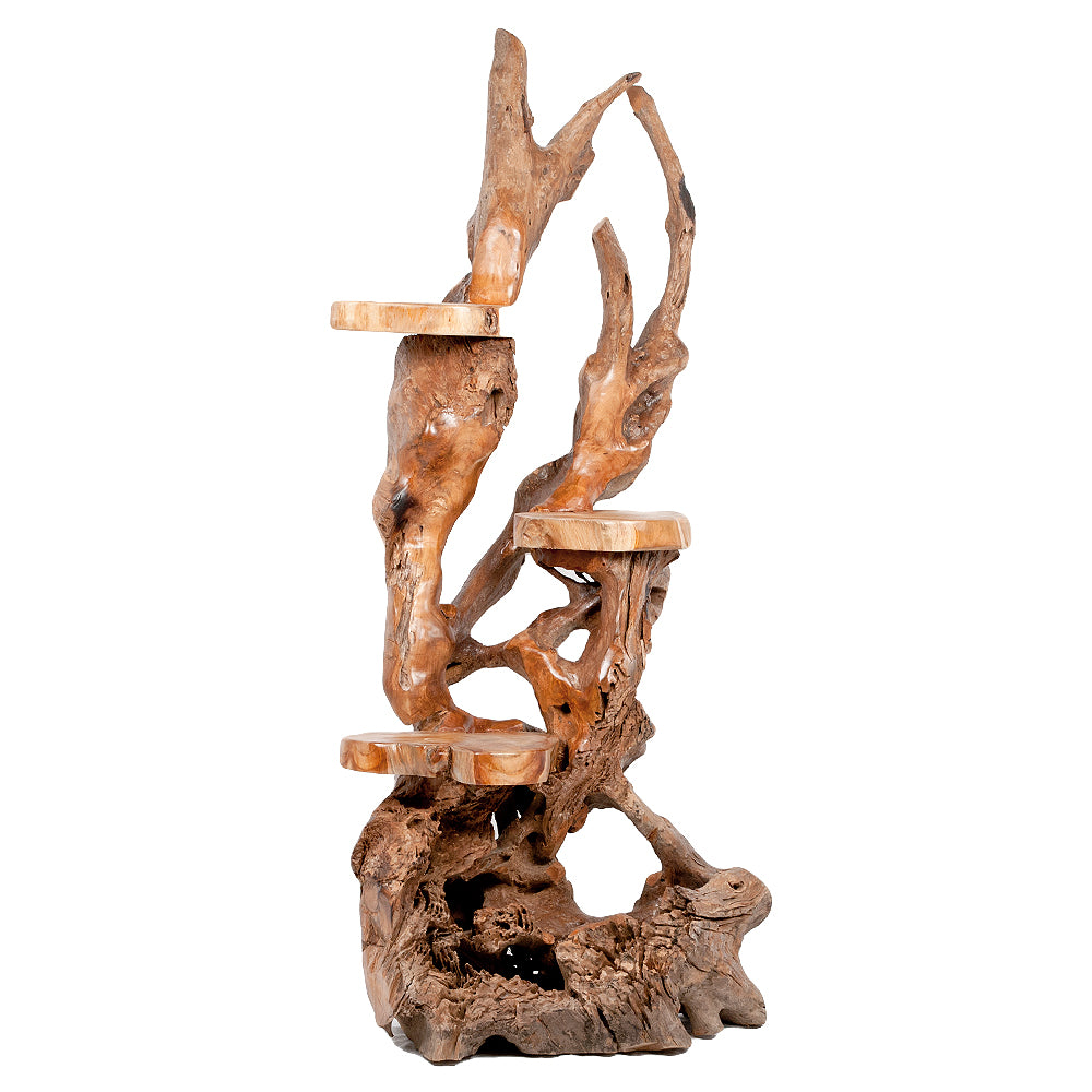 Teak Skulptur PATUNGA mit Ablagen ca. H170-200cm