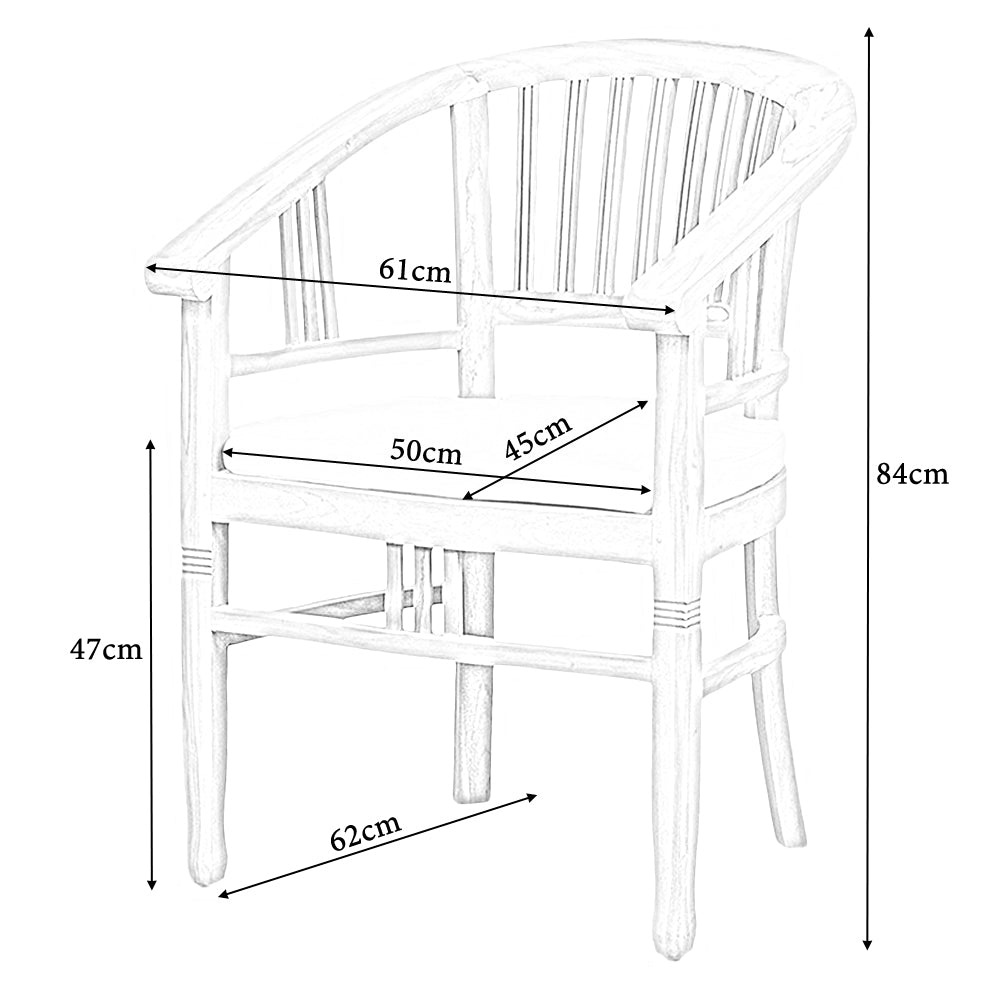 Landhaus Teak Stuhl JANE Natural incl. Kissen