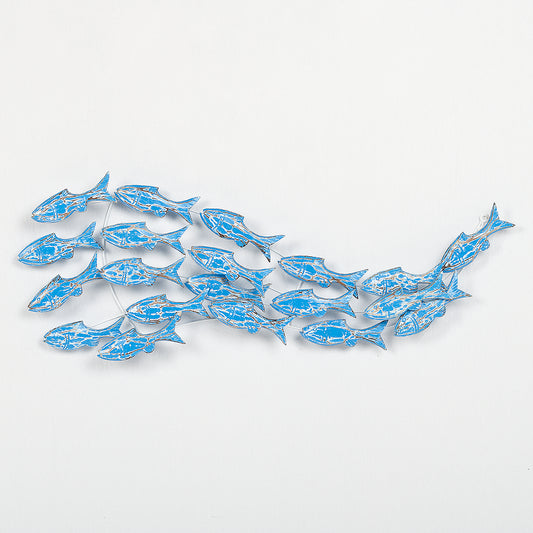 Wand-Deko IKAN Blue Wash ca. 110x45cm Albasia Holz Fische