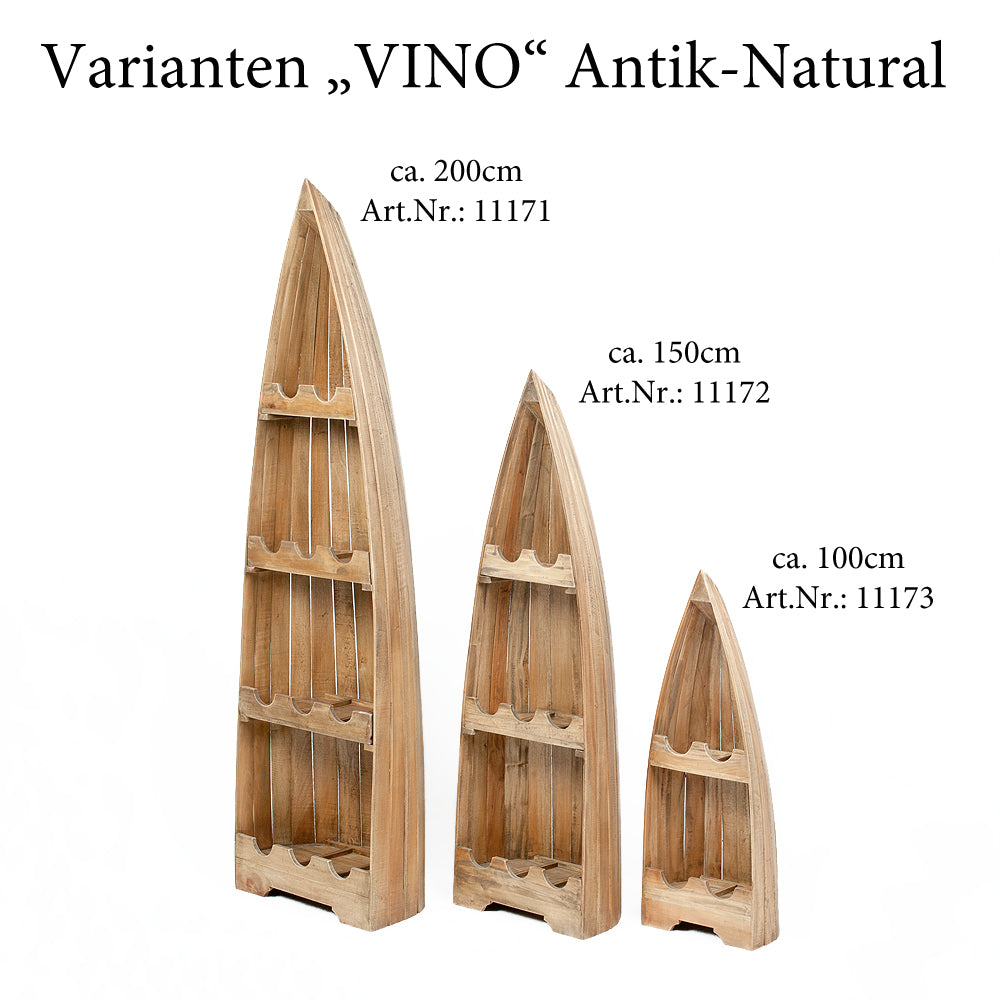 Weinregal VINO-XL 200cm Antik-Natural Mahagony Bootsregal