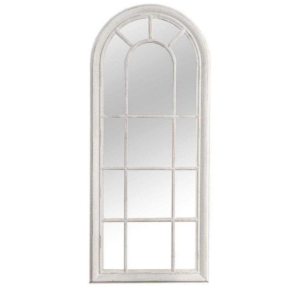 Shabby Chic Rundbogen-Fenster-Spiegel 140cm weiss-antik Landhaus