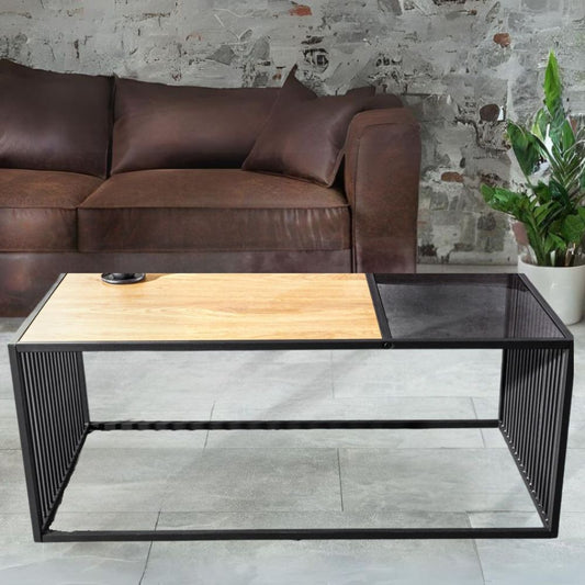 Moderner Couchtisch STRIVE 100cm Eiche-Look Industrielles Design