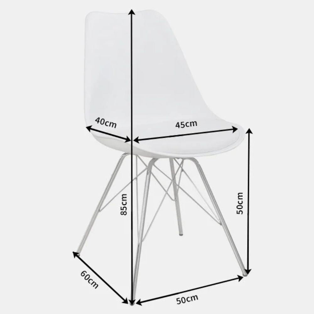 4er Set Design-Klassiker Stuhl NORWAY weiss-silber