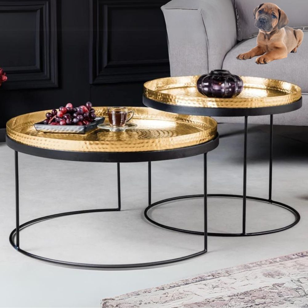 Modernes 2er Set Couchtisch MARTELLO schwarz gold