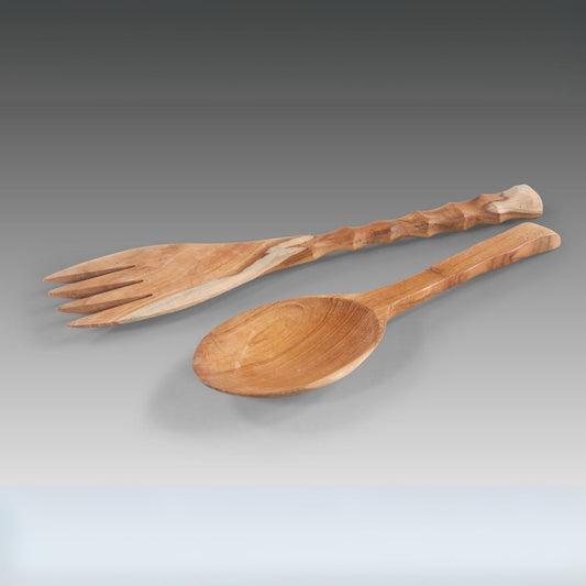 2-tlg. Set Teak Salatbesteck SALAT 30cm natural