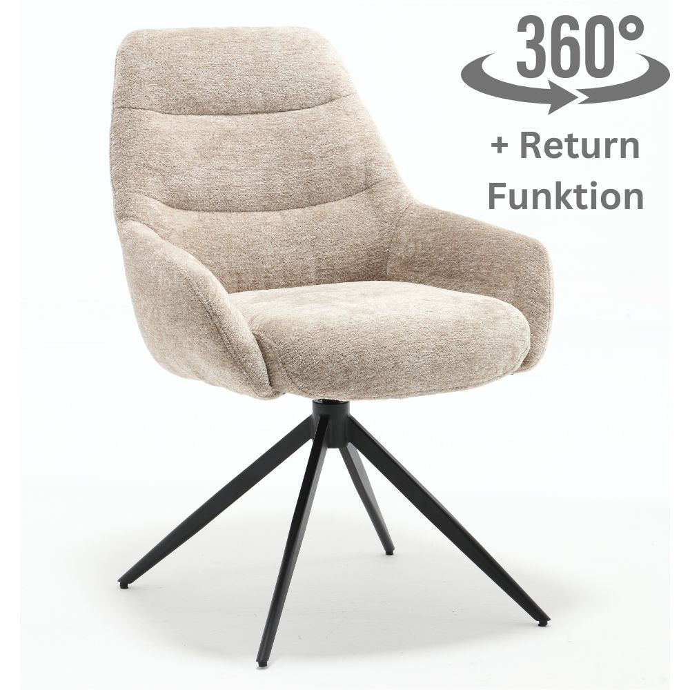 Eleganter Drehstuhl AITANA creme 360° + Returnfunktion Webstoff