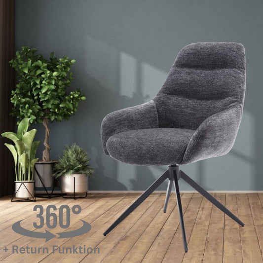 Eleganter Drehstuhl AITANA anthrazit 360° + Returnfunktion Webstoff