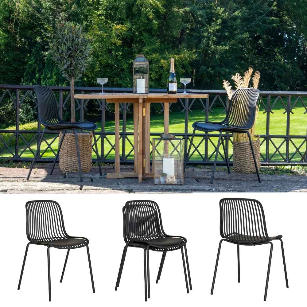 2er-Set Stuhl FUERTE natural schwarz wetterfest Aluminium Rattan