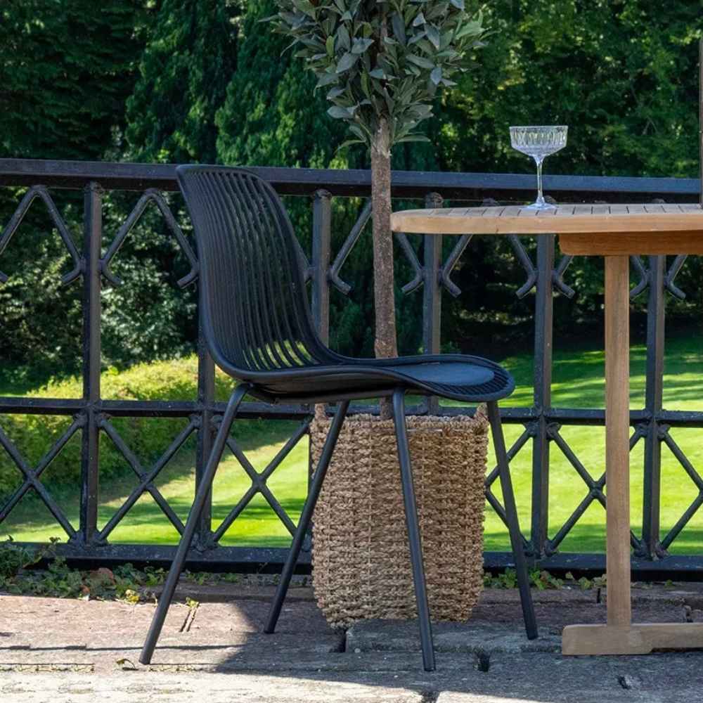 2er-Set Stuhl FUERTE natural schwarz wetterfest Aluminium Rattan