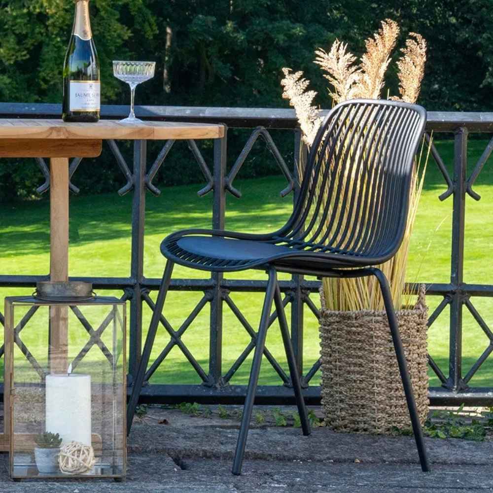 2er-Set Stuhl FUERTE natural schwarz wetterfest Aluminium Rattan