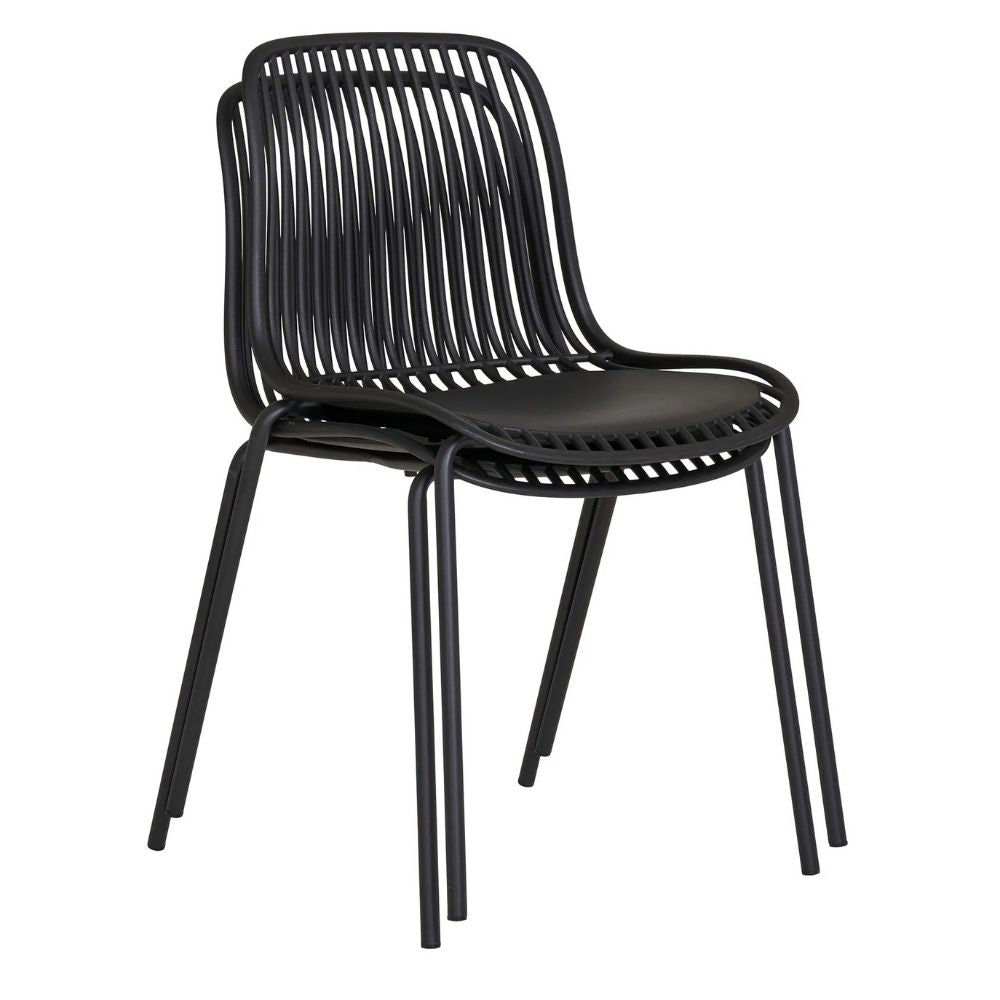 2er-Set Stuhl FUERTE natural schwarz wetterfest Aluminium Rattan