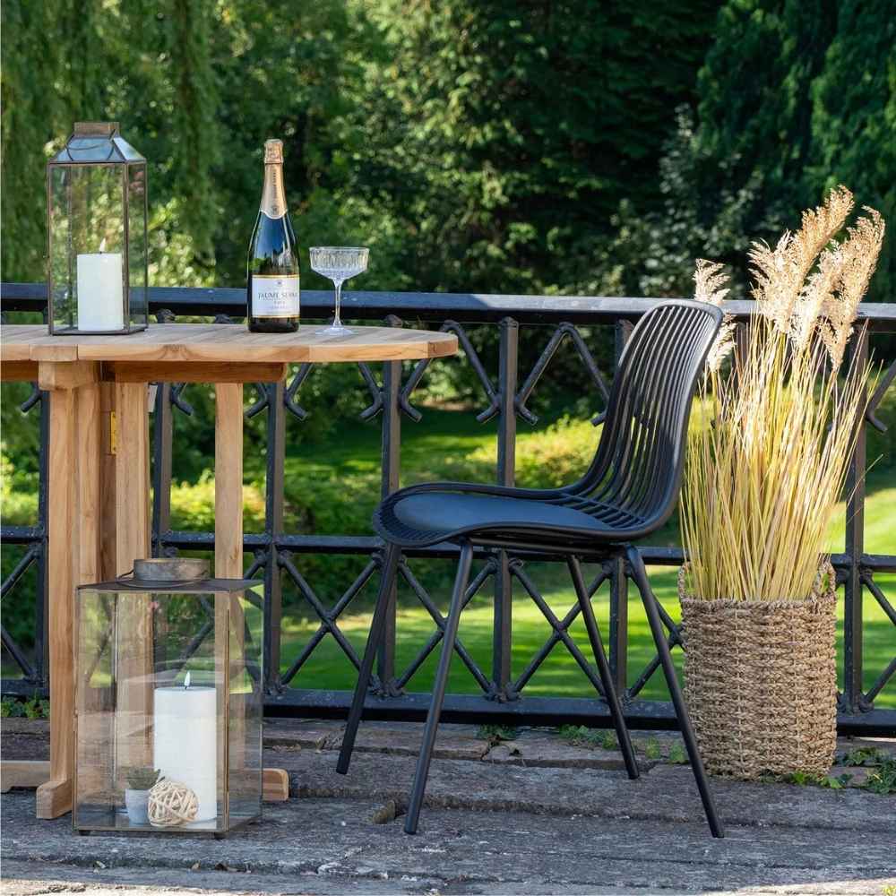 2er-Set Stuhl FUERTE natural schwarz wetterfest Aluminium Rattan