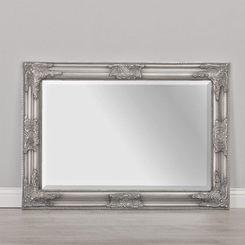 Eleganter Barock Spiegel BESSA 70x50cm silber-antik Holzrahmen