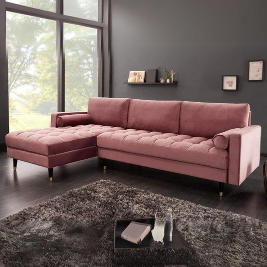 Ecksofa 260cm Ottomane beidseitig COMFORT alt-rosa Samt Federkern