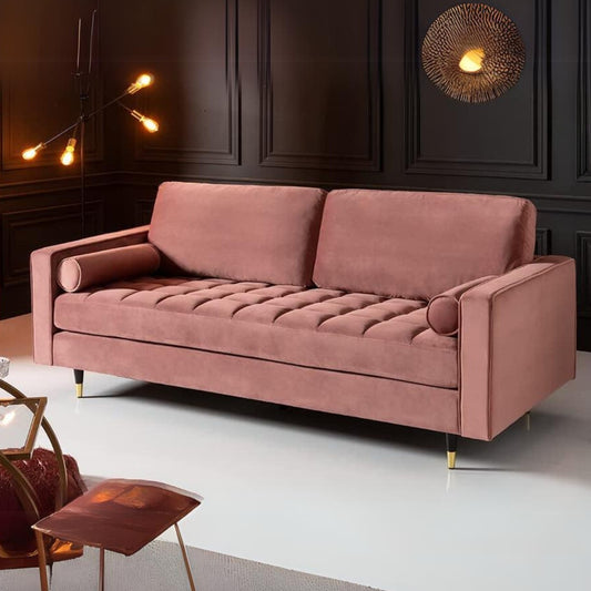 Modernes 3er Sofa 220cm COMFORT alt-rosa Samt Federkern