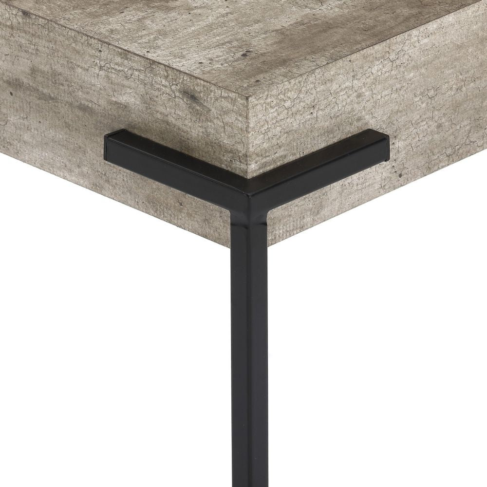 Design Beistelltisch CRETO 40cm grau Beton-Optik Metallgestell