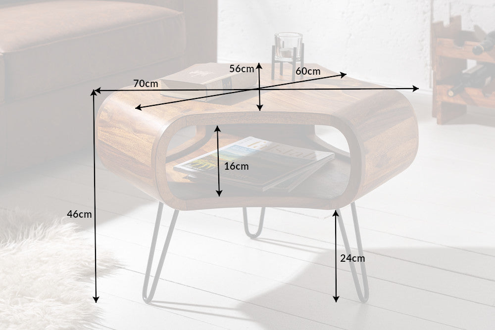 Design Couchtisch LIVE-RANIC ca.70cm Sheesham Metallbeine