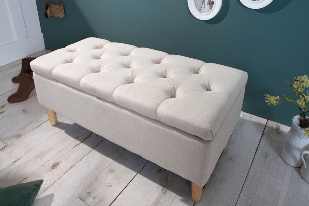 Elegante Truhenbank MODAN beige ca.100cm Stauraum