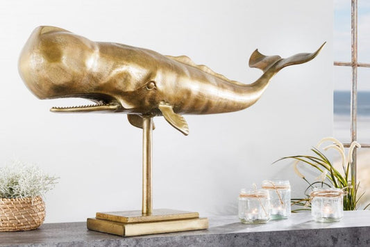 Deko-Figur Wal 70cm MOBBY gold Aluminium Maritim Skulptur