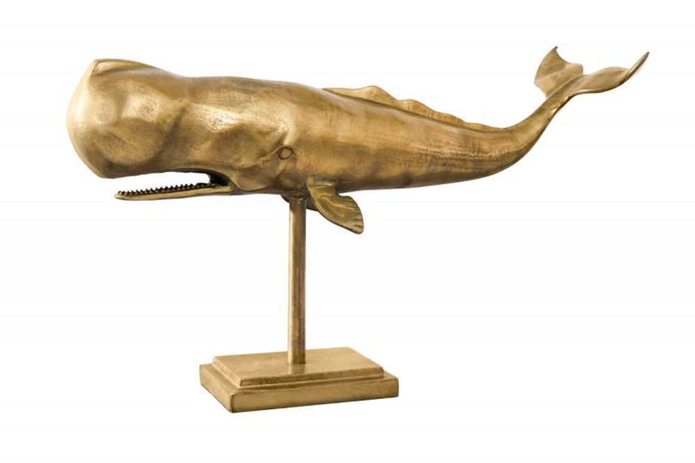 Deko-Figur Wal 70cm MOBBY gold Aluminium Maritim Skulptur